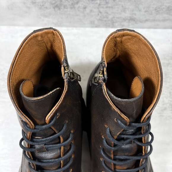 Frye Leather Lace Up Zip Ankle Boots - Men's Size 11.5 D - Brown - Picture 8 of 11